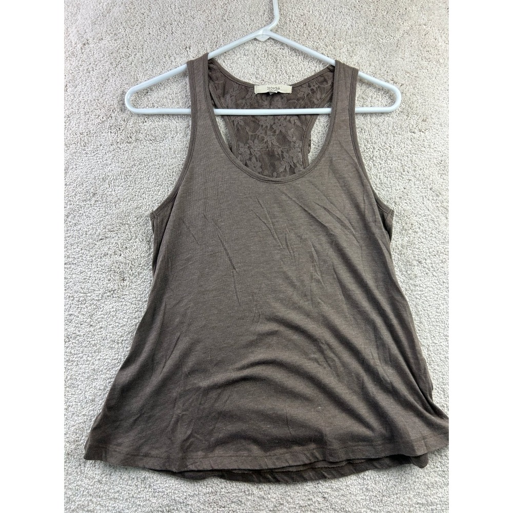Ya Ya Club Women's‎ Brown Medium Tank Top Lace Back Cotton